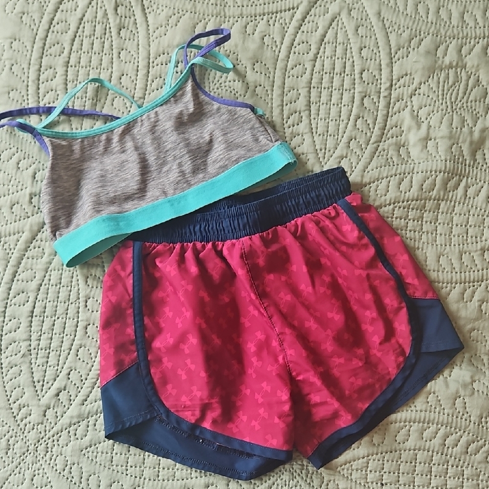 Girls’ Athletic Shorts & Sports Bra Bundle | Umbro | Size 6X
